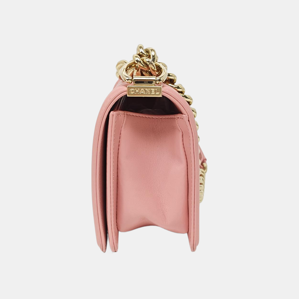BOY CHANEL Small Quilted Calfskin Pink