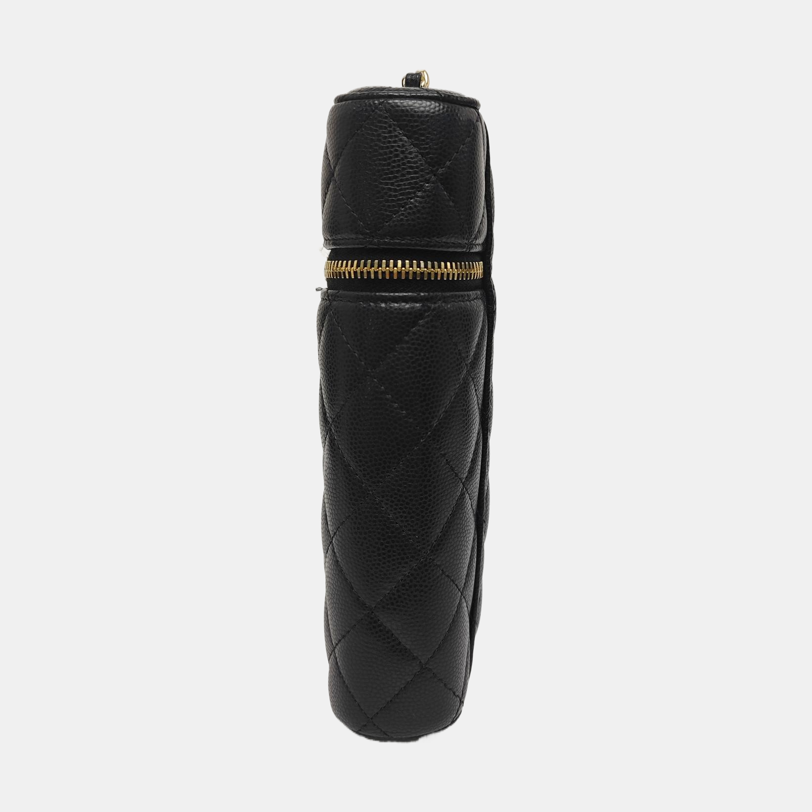 Quilted Grained Calfskin Shoulder Bag Black
