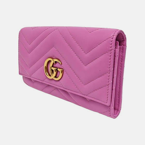 GG Marmont Super Mini Quilted Calfskin Pink Wallet