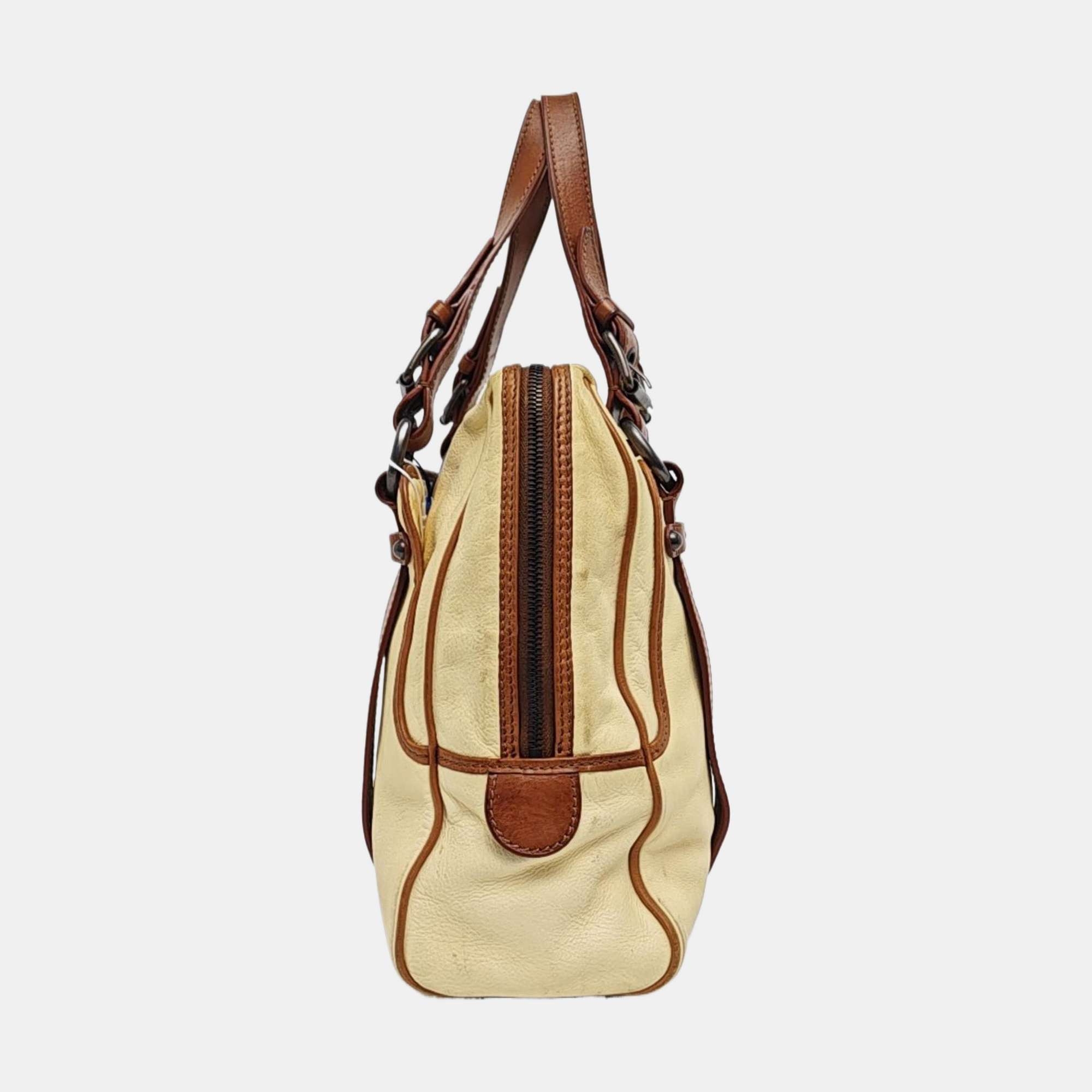 Calfskin Top Handle Bag Beige