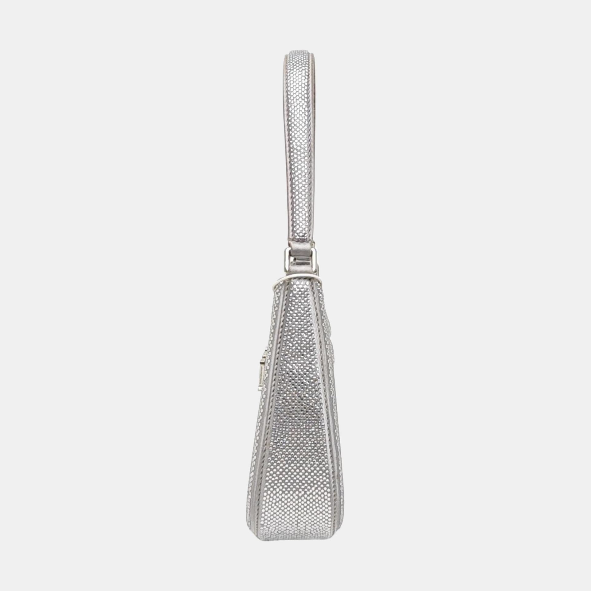 Satin Top Handle Bag Silver