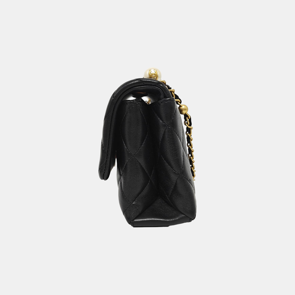 Quilted Lambskin Shoulder Bag Mini Black
