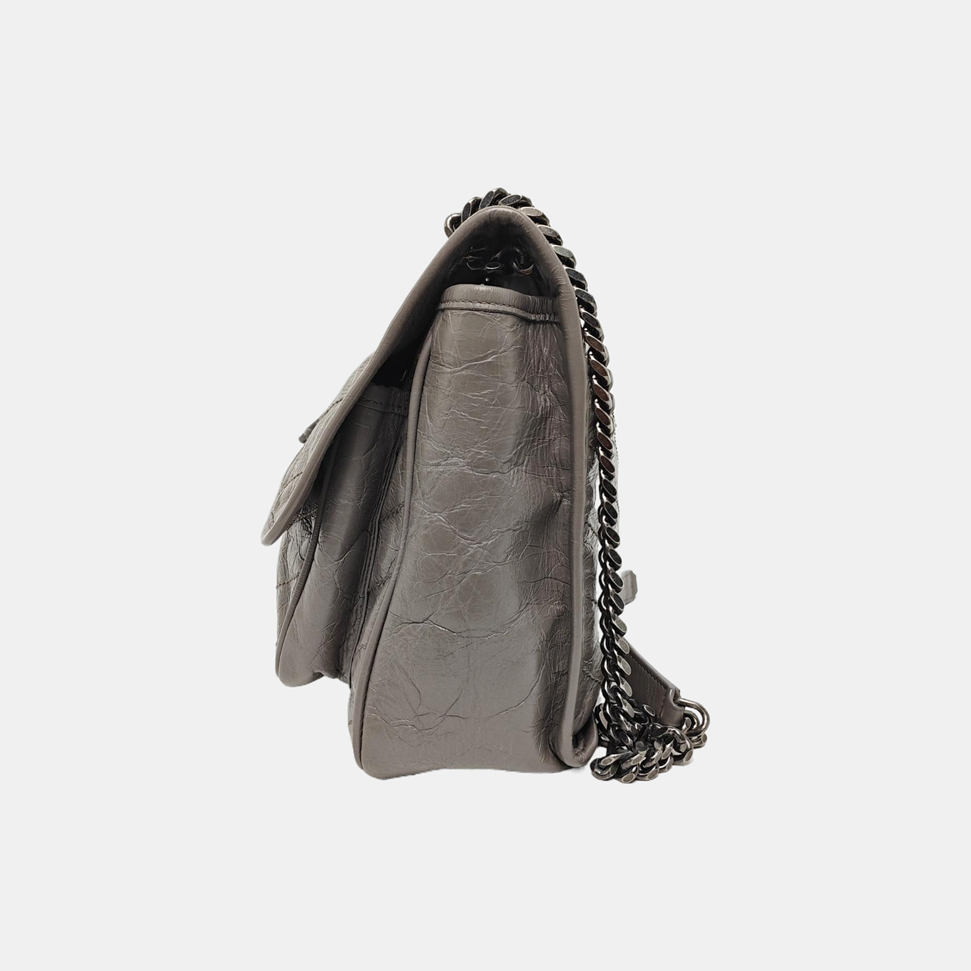 NIKI Medium Chevron, Quilted Calfskin Gray