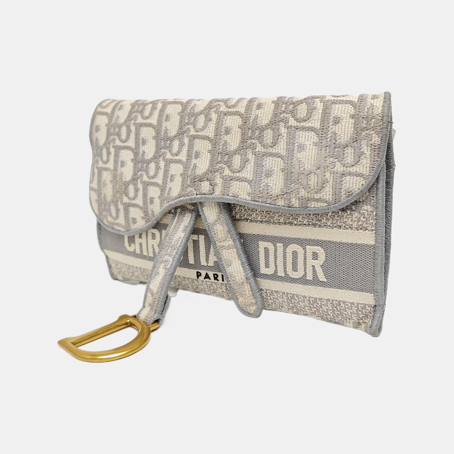 Saddle Mini Oblique Canvas Gray