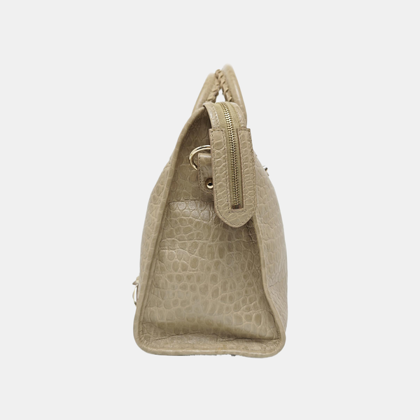 Classic Metallic Edge City Medium Calfskin Beige
