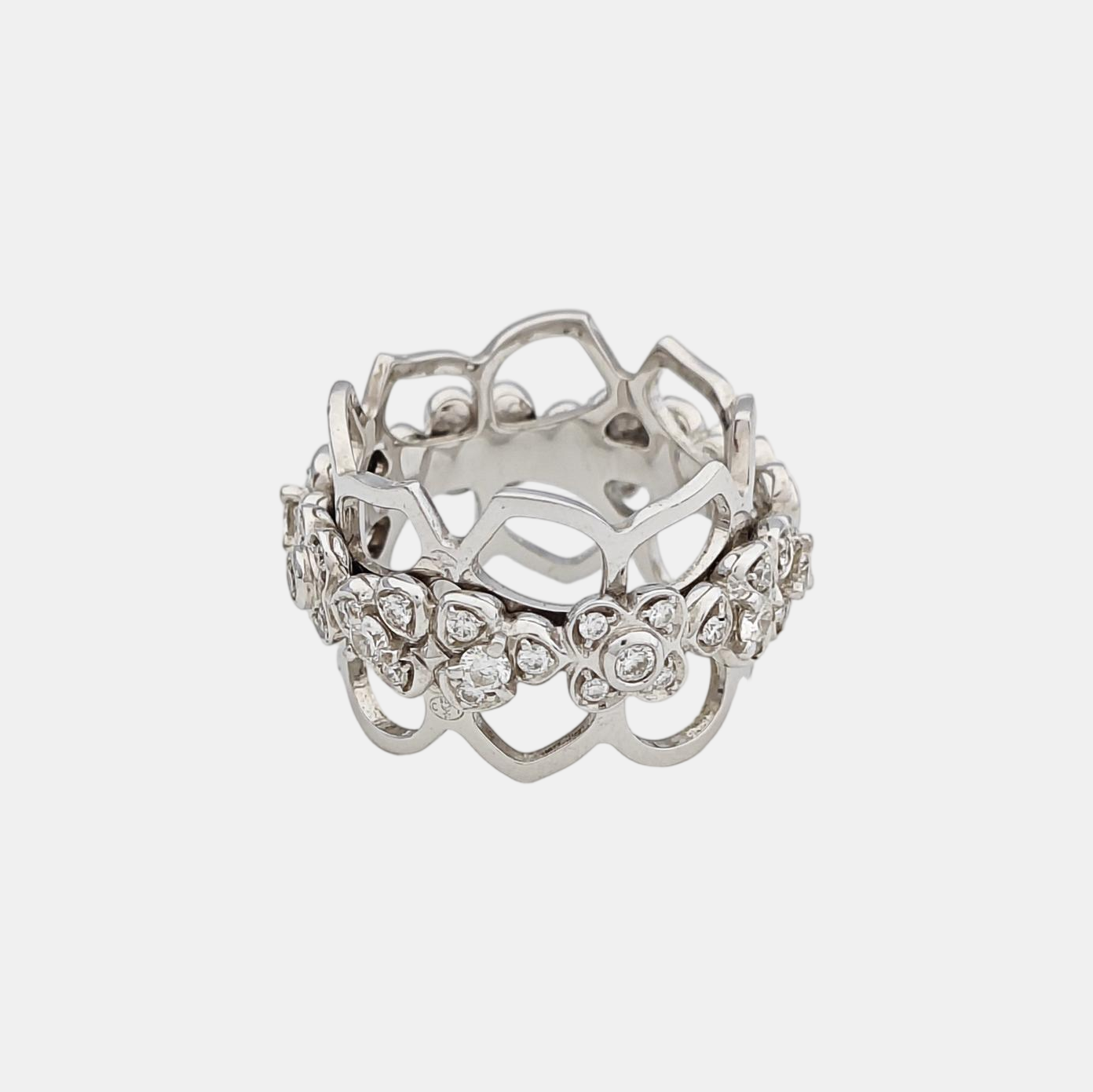 18k White Gold Silver Ring EU 53
