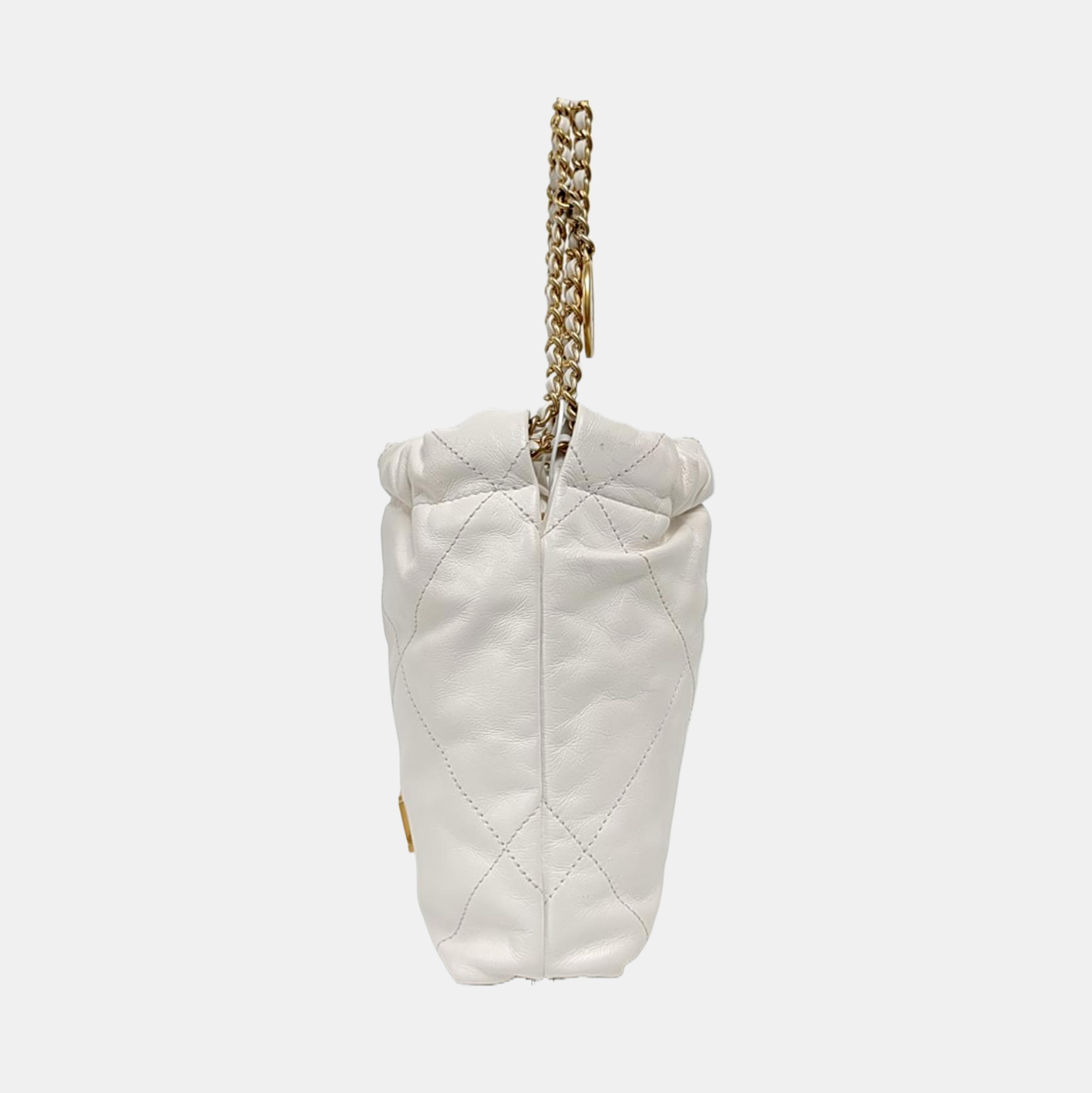 Authenticated pre-owned  CHANEL 22 Mini Quilted Calfskin White - Tote Bag at Looply