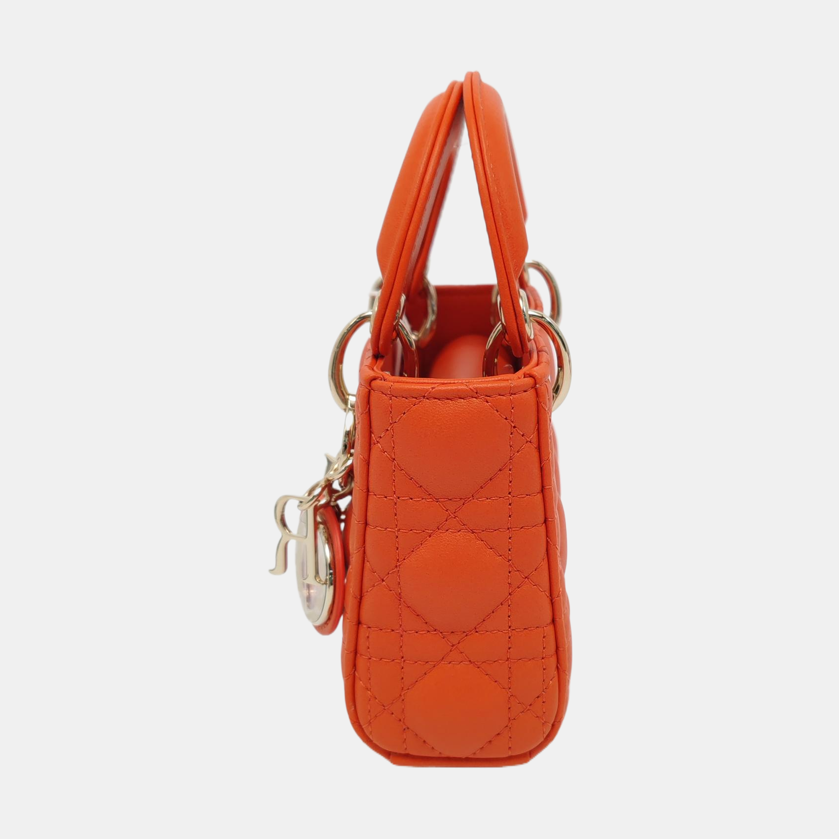 Authenticated pre-owned  Lady Dior Super Mini Cannage Lambskin Orange - Shoulder Bag at Looply