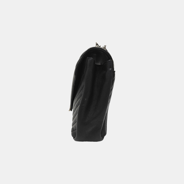 COLLEGE Large Chevron Calfskin Black
