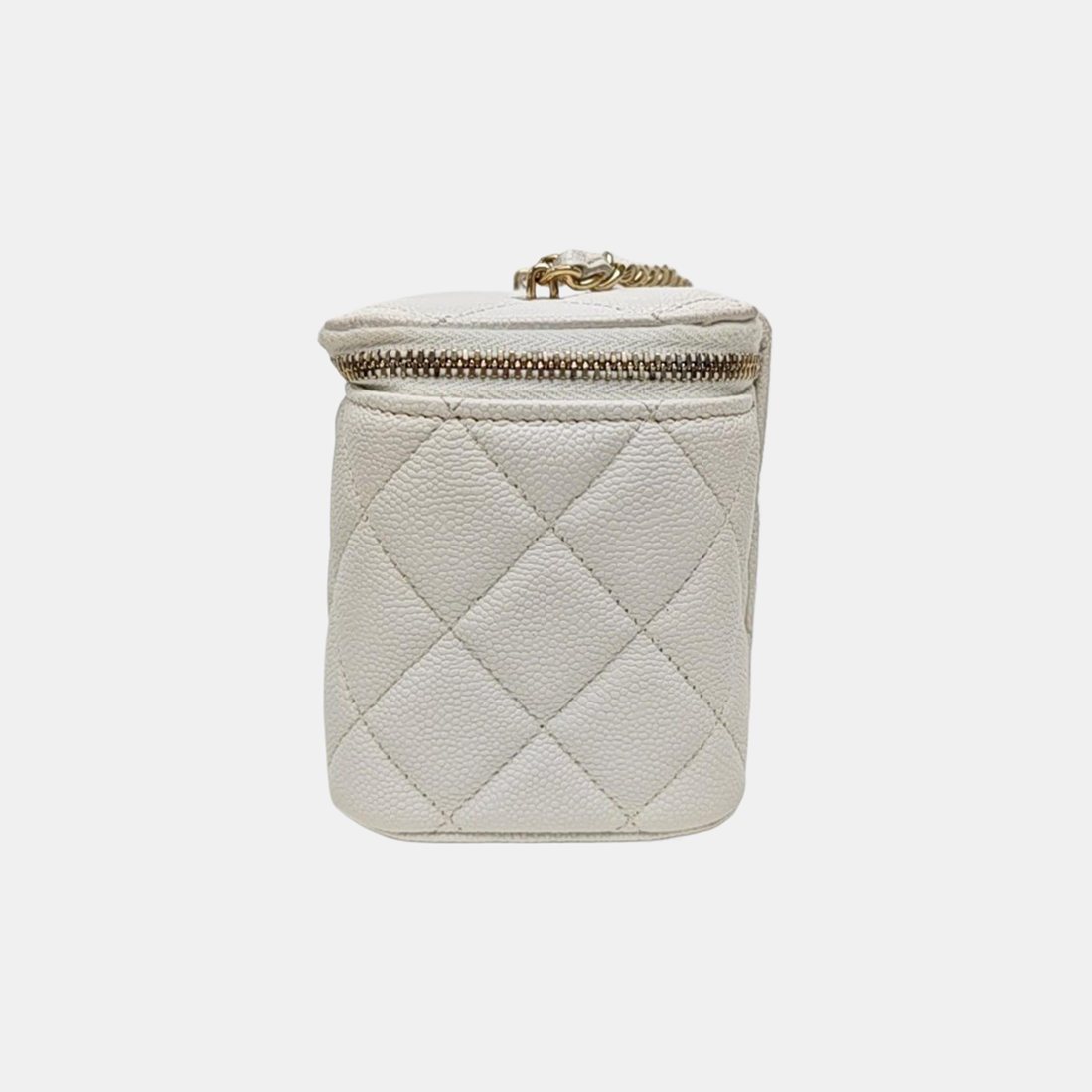VANITY CASE Medium Quilted Grained Calfskin White