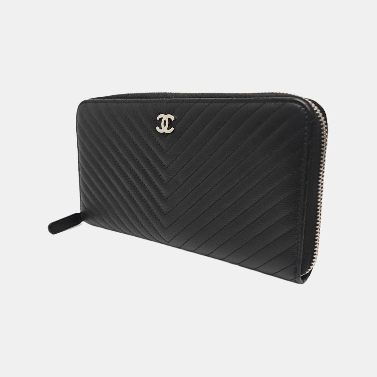 Chevron Calfskin Wallet Black