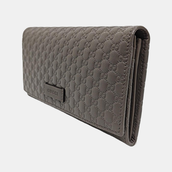 Microguccissima Monogram Calfskin Gray Wallet