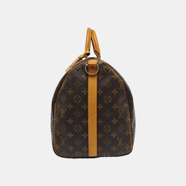 KEEPALL 50 Monogram Coated Canvas Brown