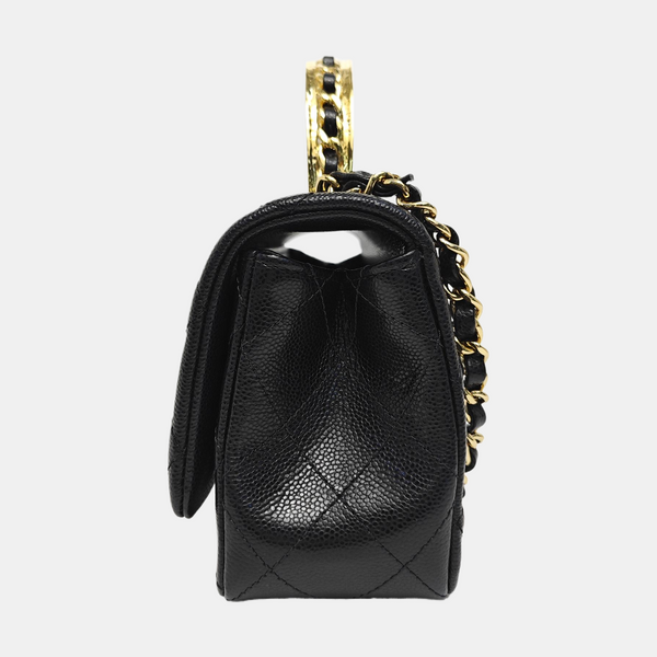 COCO HANDLE Mini Quilted Grained Calfskin Black