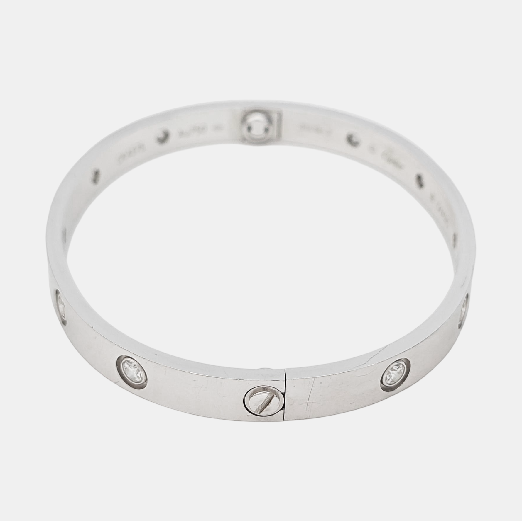 LOVE 18k White Gold Silver Bangle