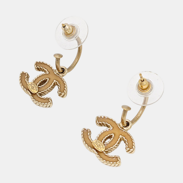 CC Logo Metal Gold Earrings