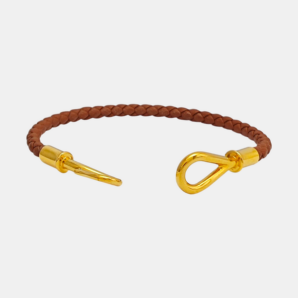 Jumbo Hook Leather Brown Bangle