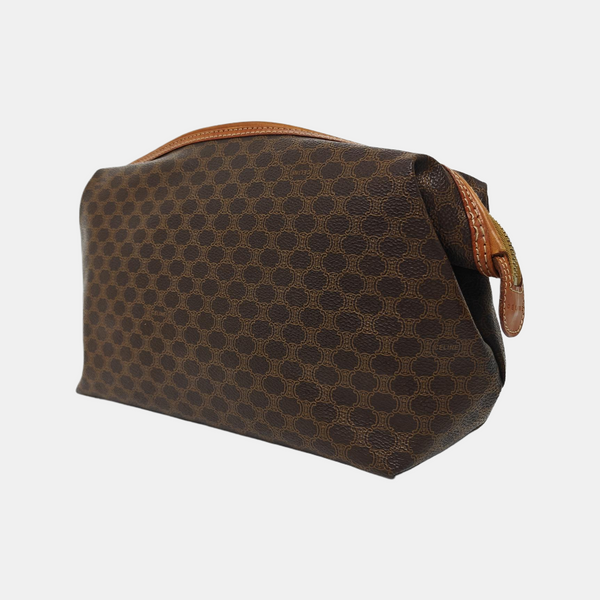Coated Canvas Clutch Brown