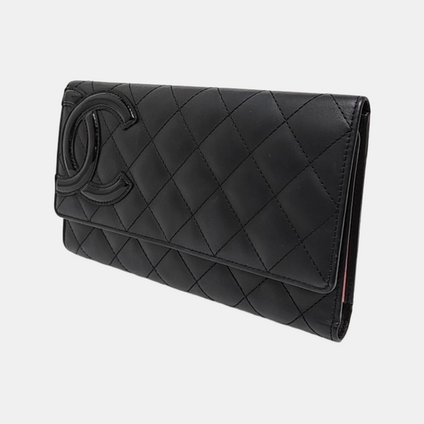CAMBON Medium Quilted Calfskin Black Wallet