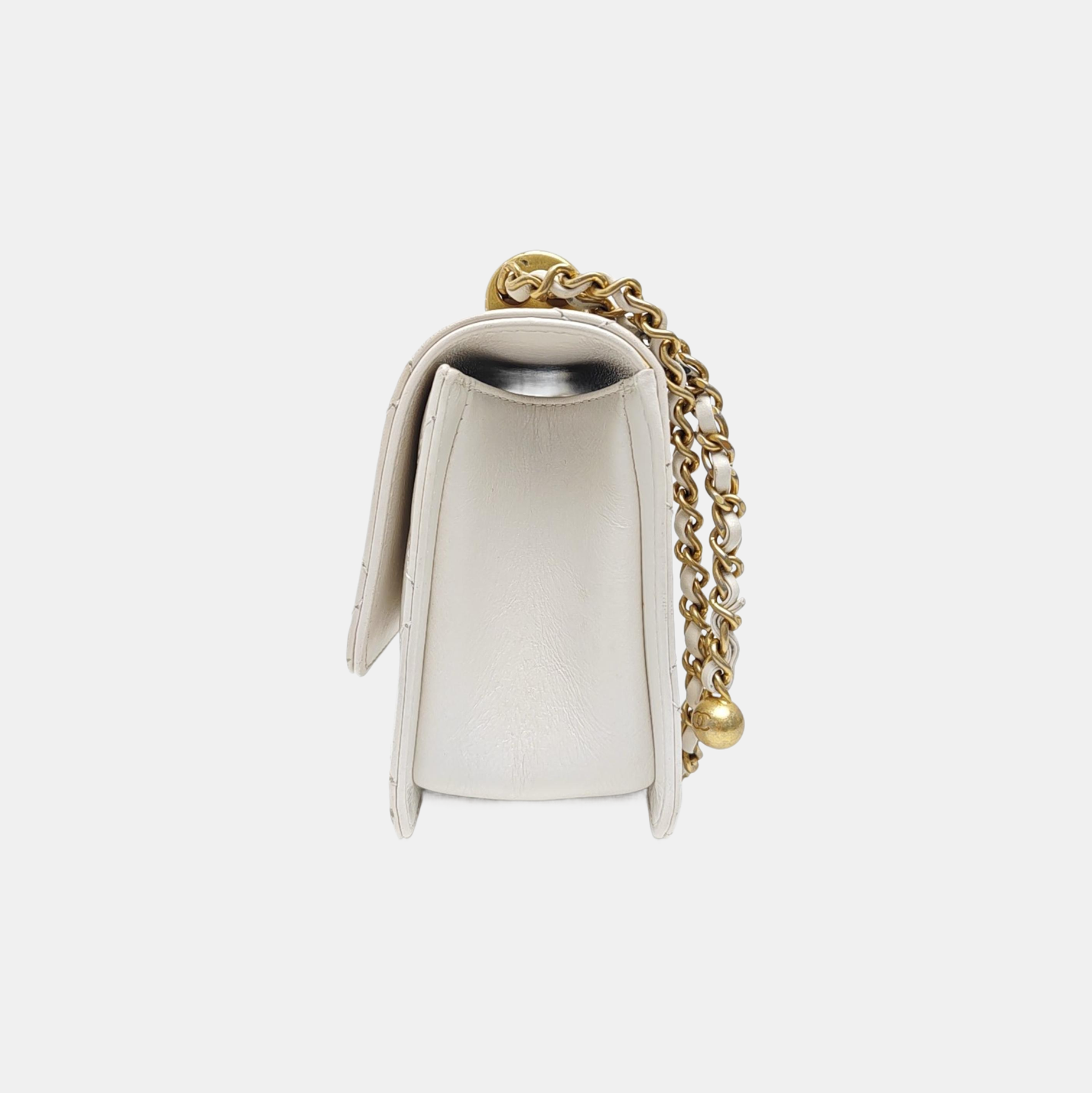 Quilted Calfskin Crossbody Bag White