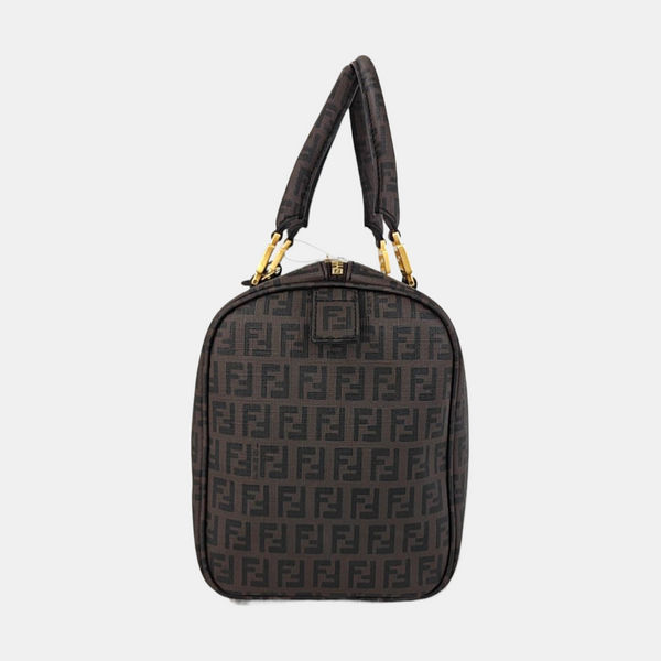 Coated Canvas Top Handle Bag Brown