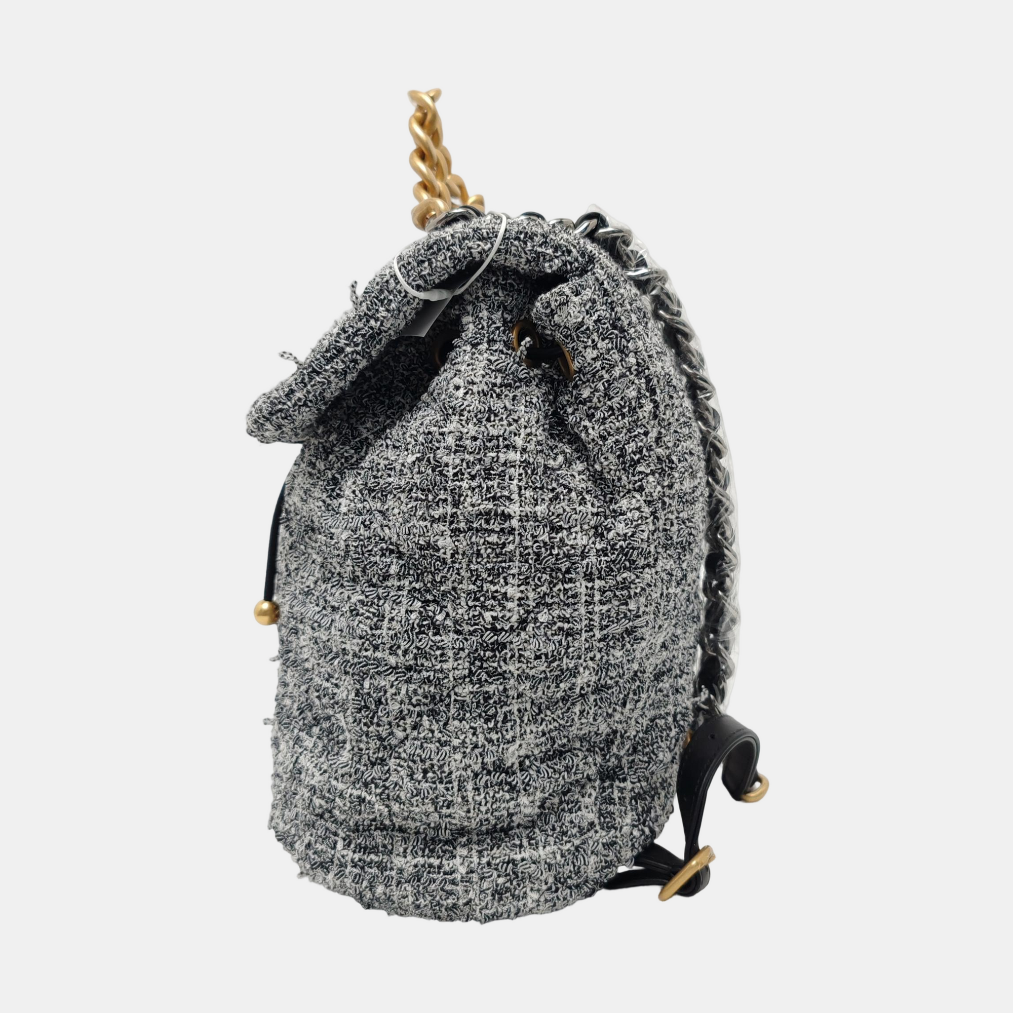 CHANEL 19 Small Wool Gray
