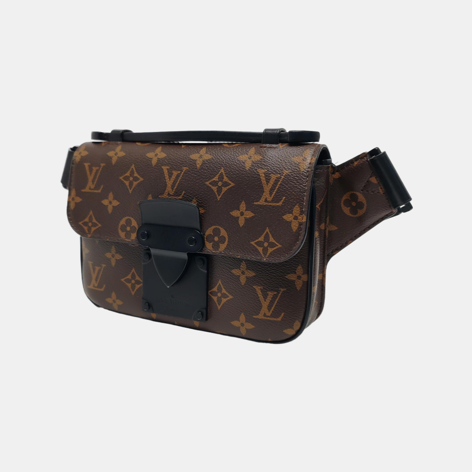 S LOCK Monogram Coated Canvas Brown