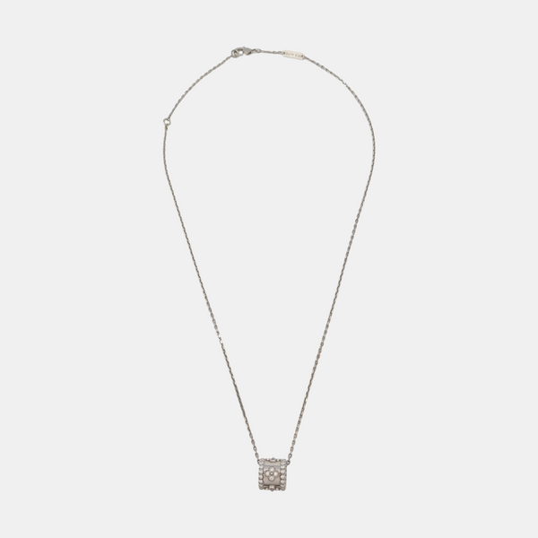 Perlée Clovers 18k White Gold Silver Necklace