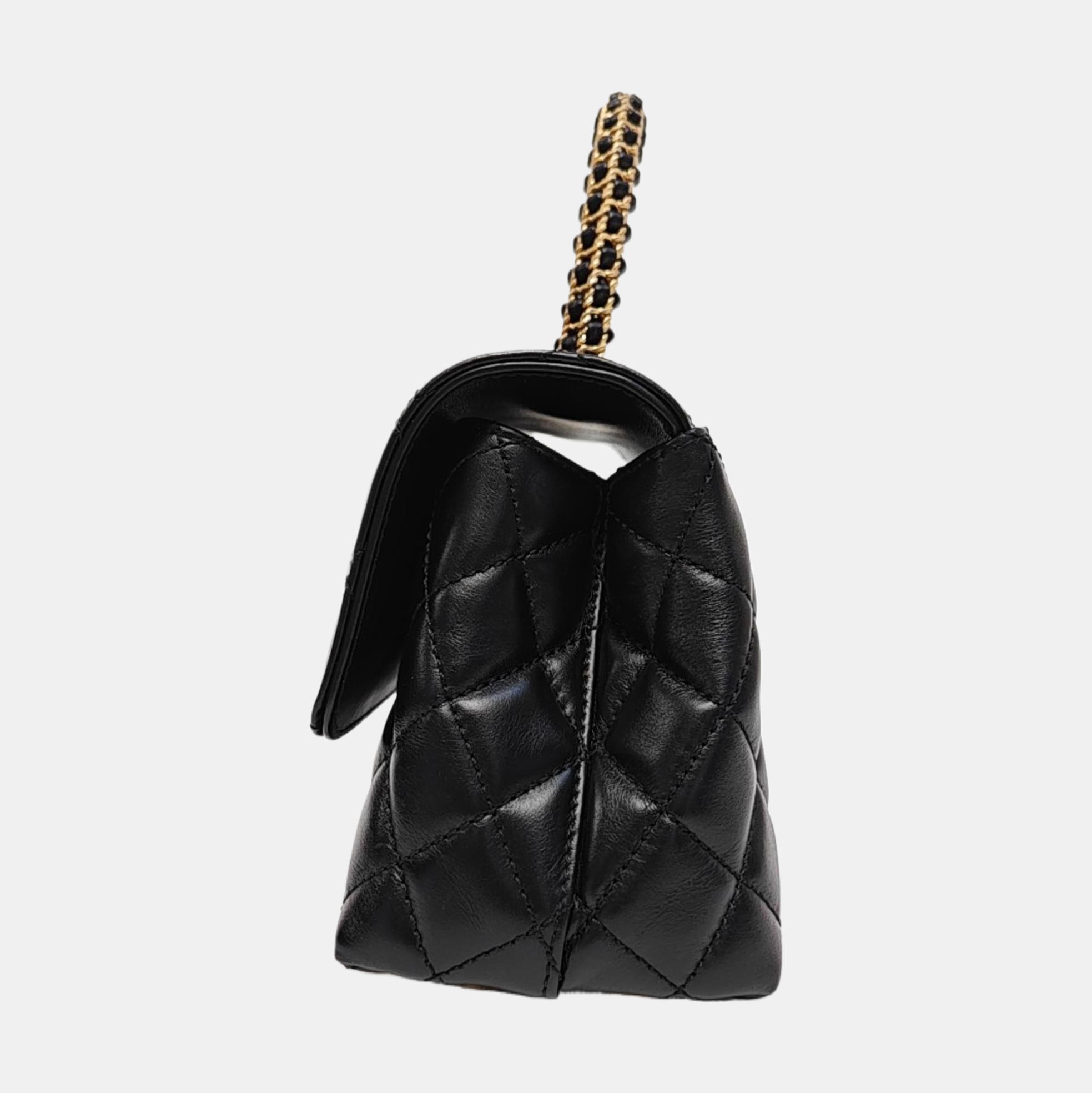 COCO HANDLE Small Quilted Calfskin Black