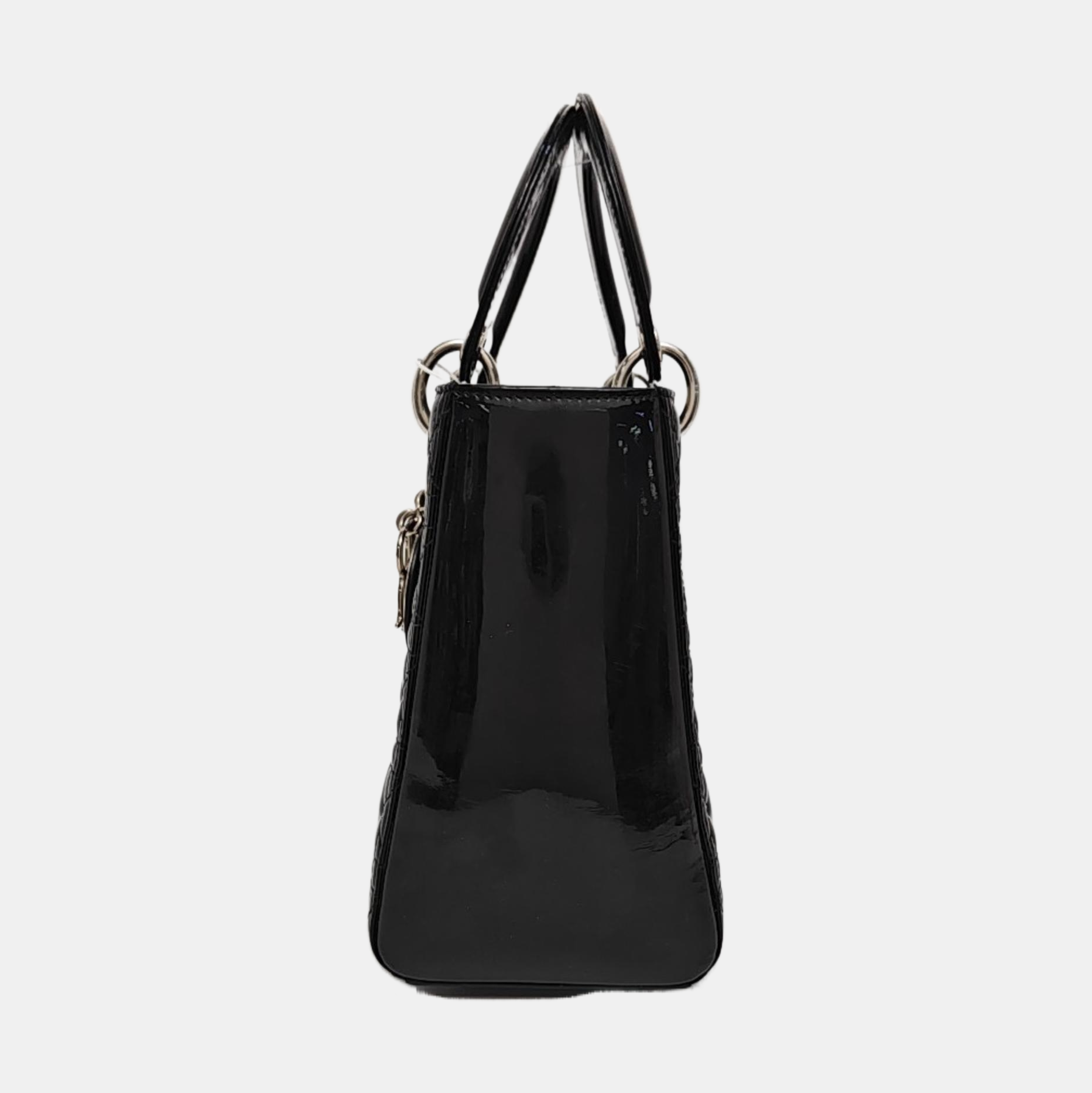 Lady Dior Medium Cannage Patent Leather Black