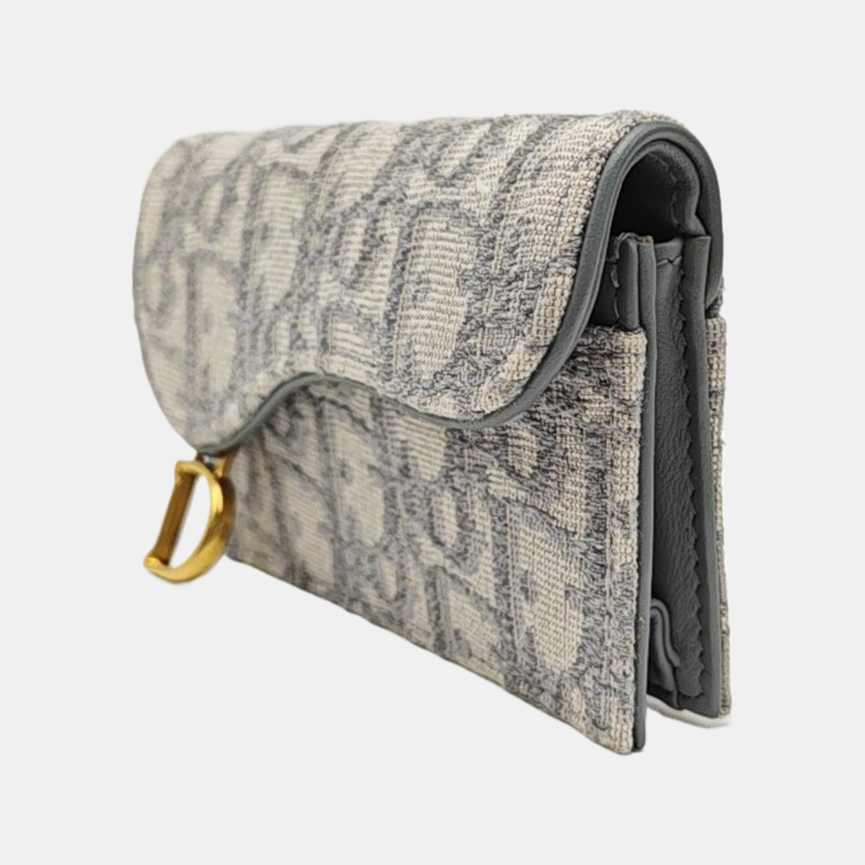 Saddle Mini Oblique Fabric Gray Card Holder