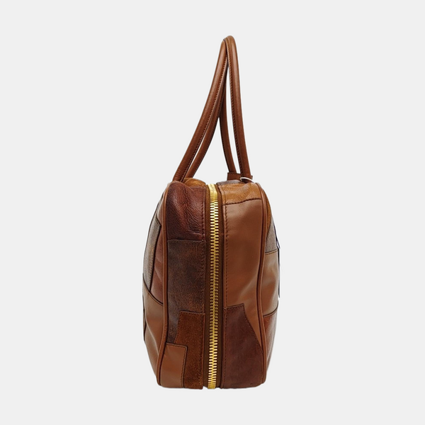 Calfskin Top Handle Bag Brown