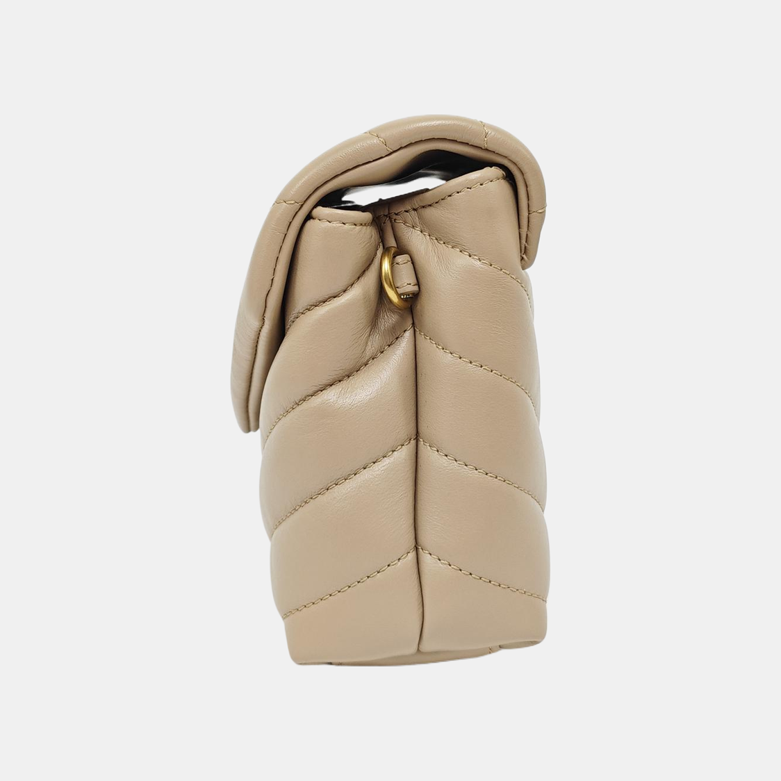 LOULOU Extra Small Chevron Calfskin Beige