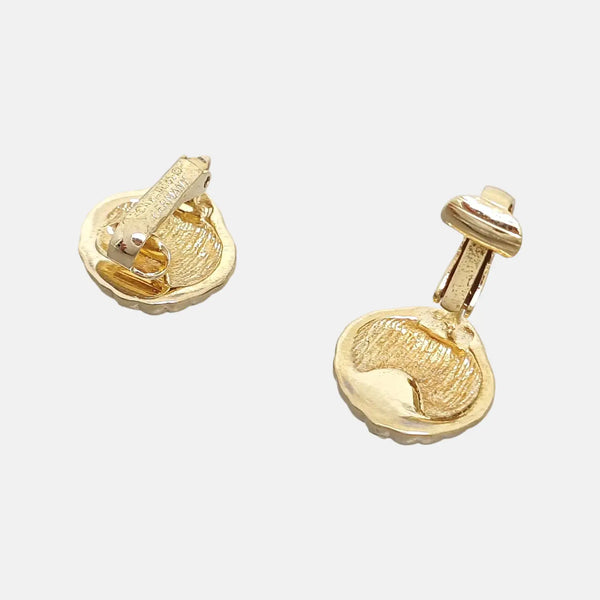 Twist Round Metal Gold Clip On Earrings