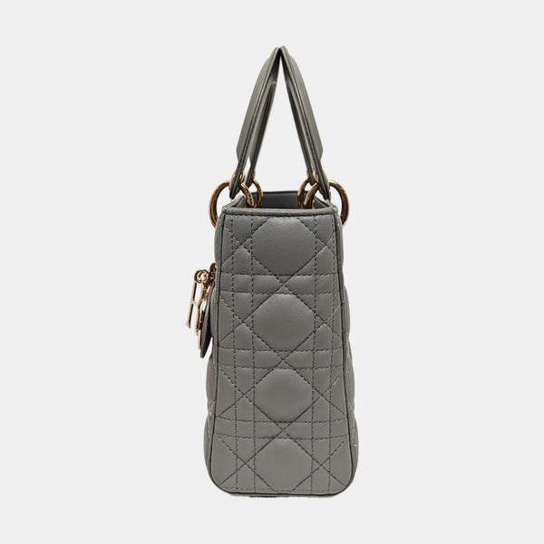 Lady Dior Small Cannage Lambskin Gray