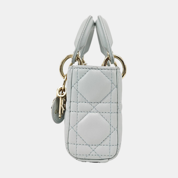 Lady D-Joy Super Mini Cannage Lambskin Blue