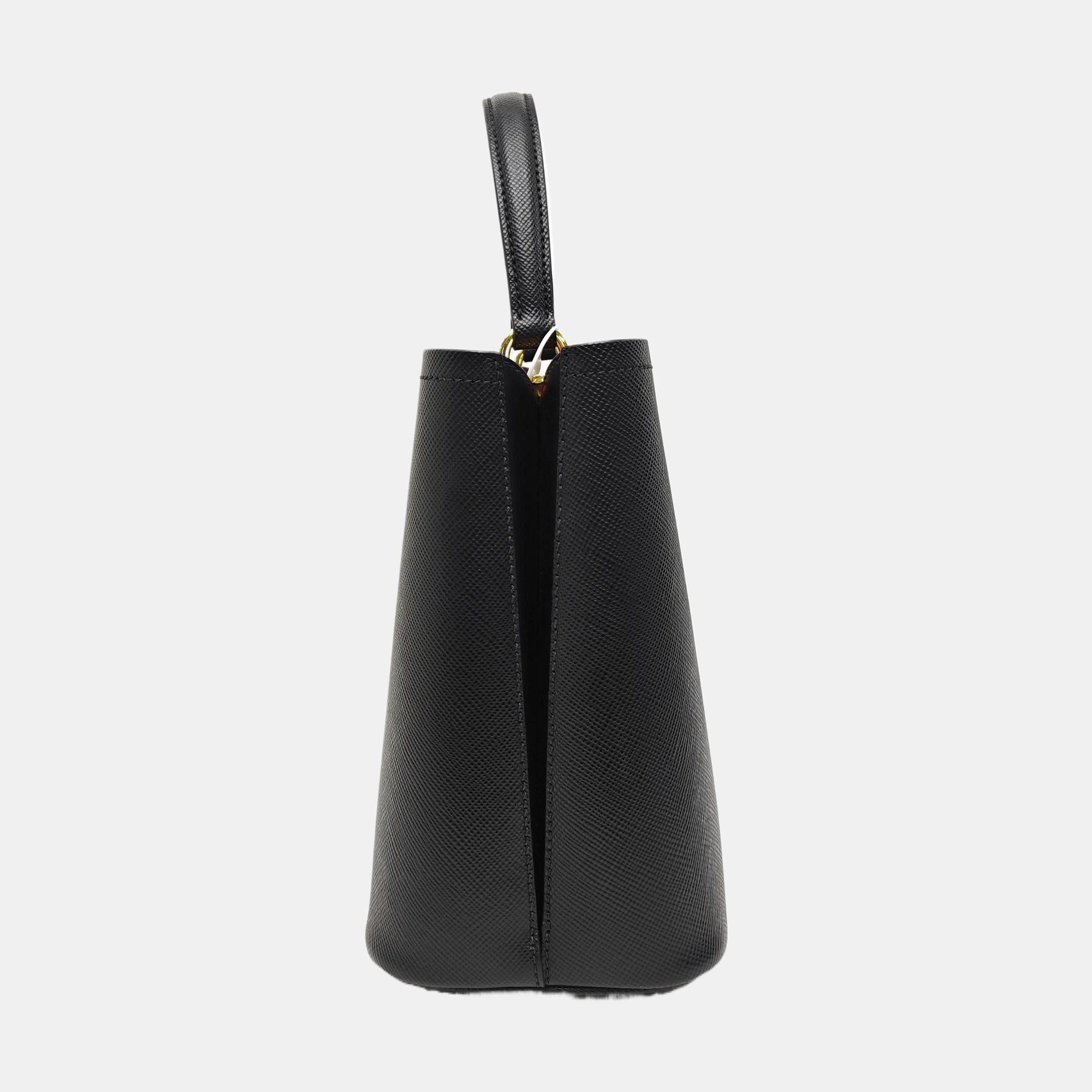 Panier Medium Saffiano Calfskin Black