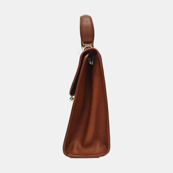 Calfskin Top Handle Bag Brown