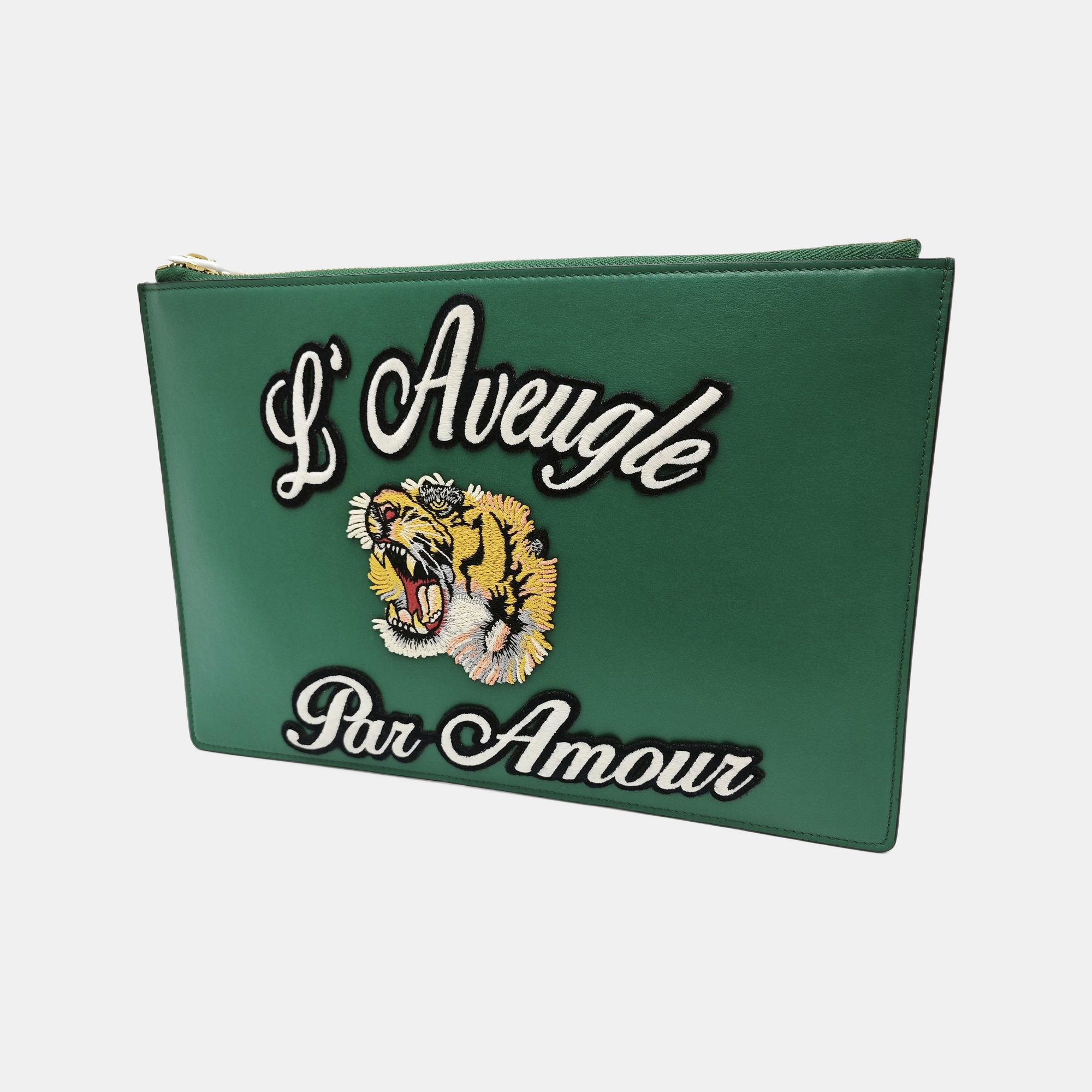Calfskin Clutch Green