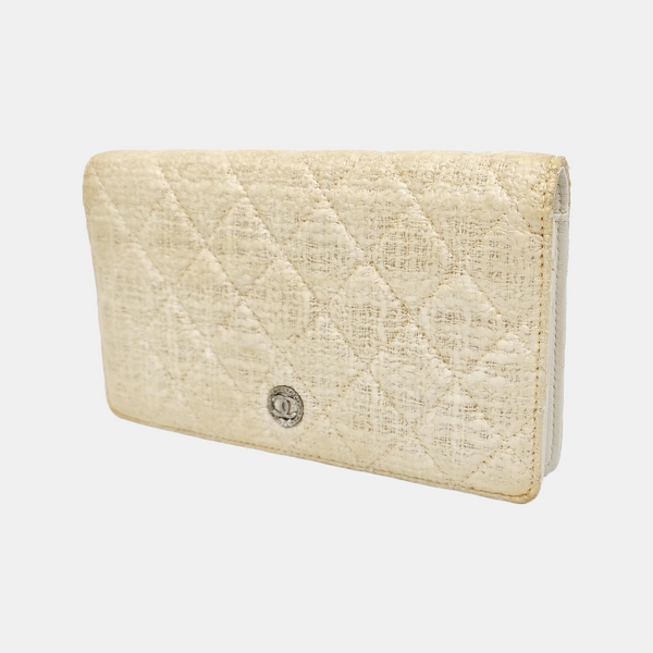 Quilted Special Material Wallet Beige