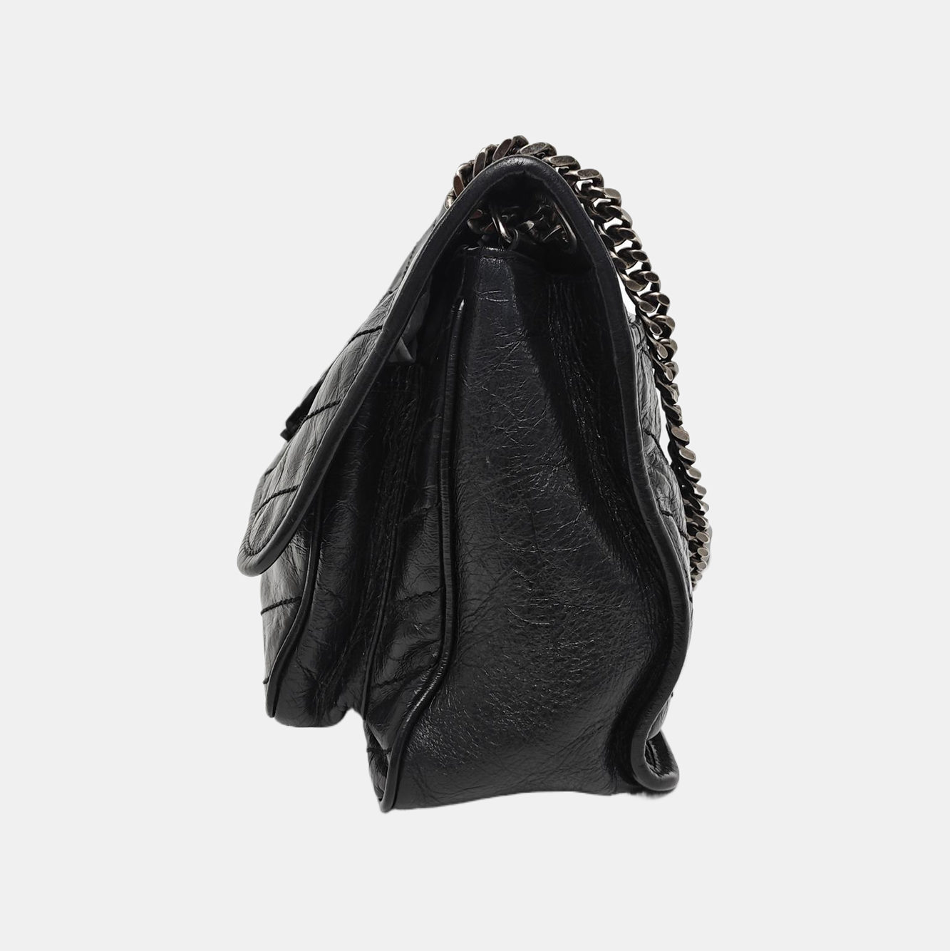 NIKI Medium Chevron Calfskin Black