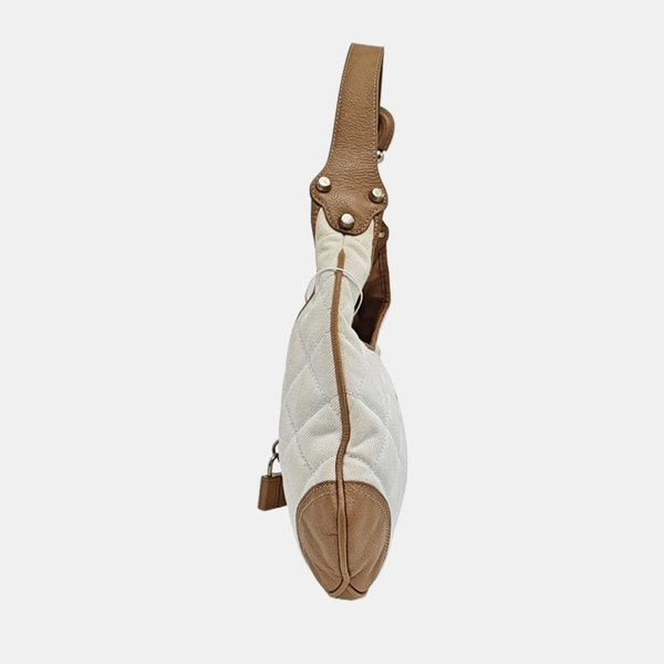 Quilted Canvas Shoulder Bag White
