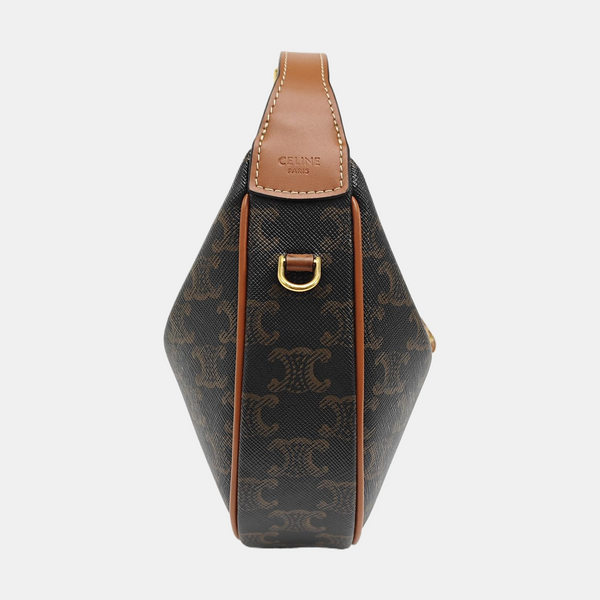 Coated Canvas Shoulder Bag Brown