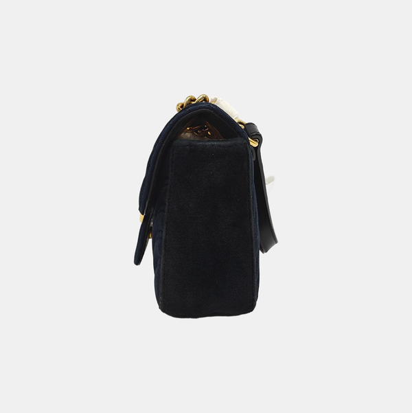 GG Marmont Mini Quilted Velvet Black
