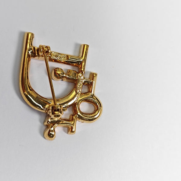Dior Oblique Metal Gold Brooch