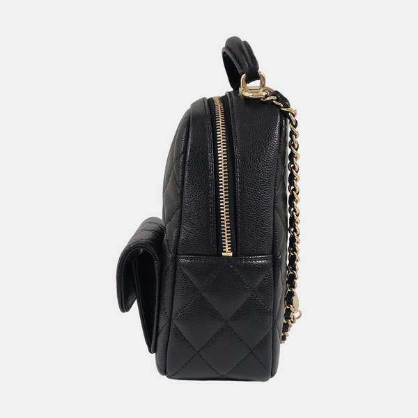 Mini Quilted Grained Calfskin Black