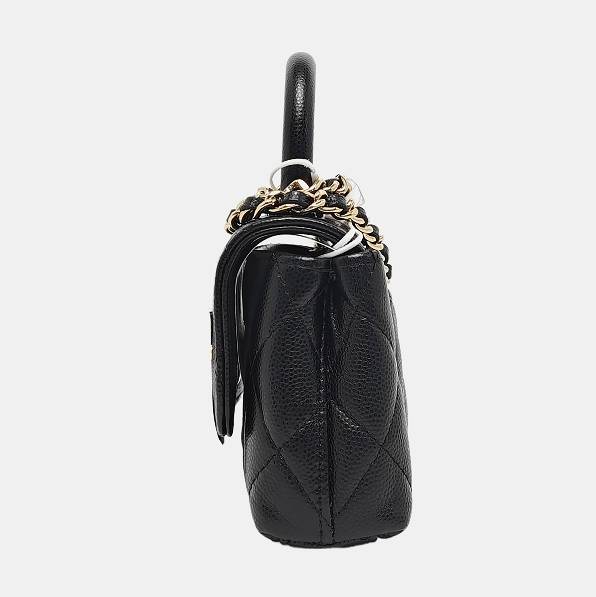 COCO HANDLE Super Mini Quilted Grained Calfskin Black