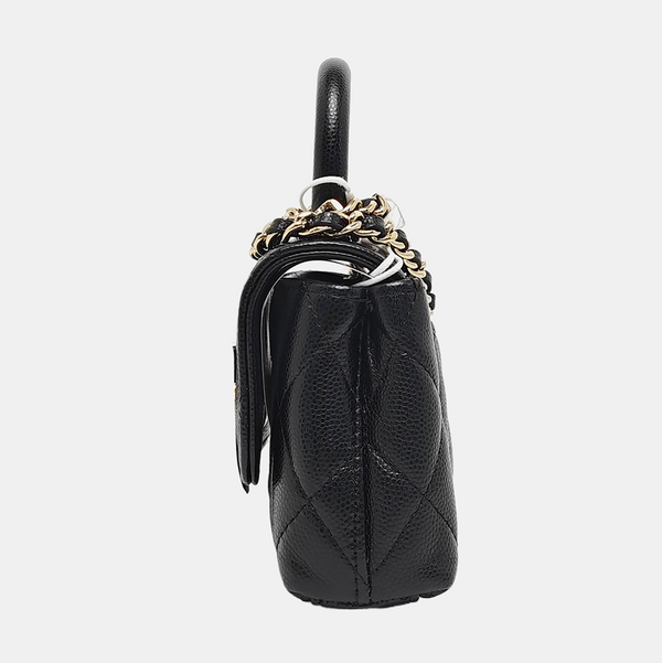COCO HANDLE Super Mini Quilted Grained Calfskin Black