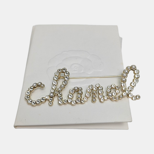 CC Logo Metal Gold Brooch