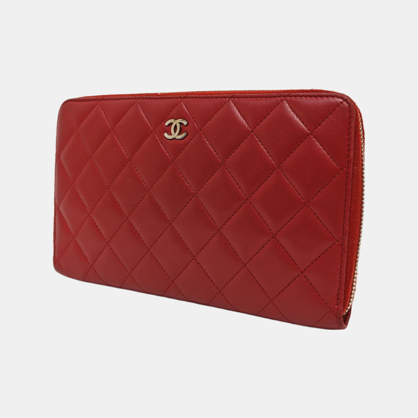 Quilted Lambskin Wallet Red
